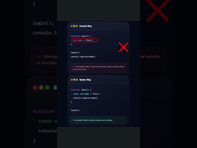 This Tiny Mistake Creates Global Variables 😬 #codingtips #dev