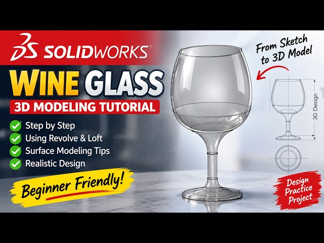 How to Model a Wine Glass in SOLIDWORKS | 3D Modeling Tutorial