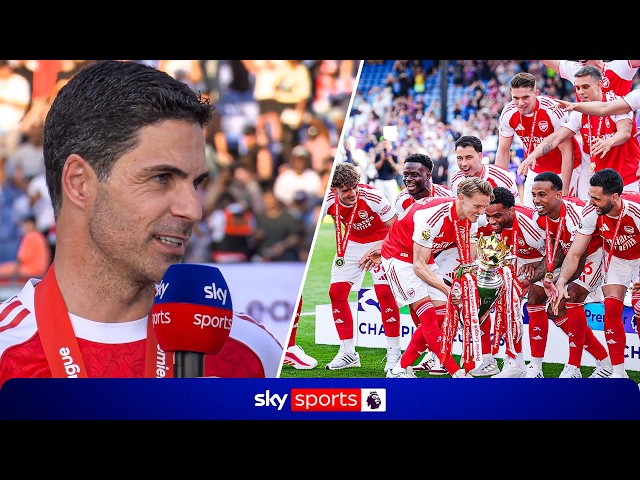 Mikel Arteta FULL REACTION as Arsenal lift the Premier League trophy 🏆✨