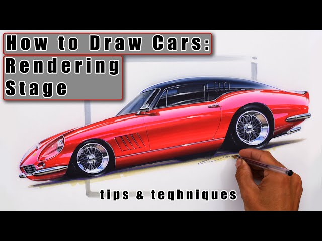 How To Draw Cars || Rendering Stage || Custom Ferrari 275 Marker & Airbrush Overview