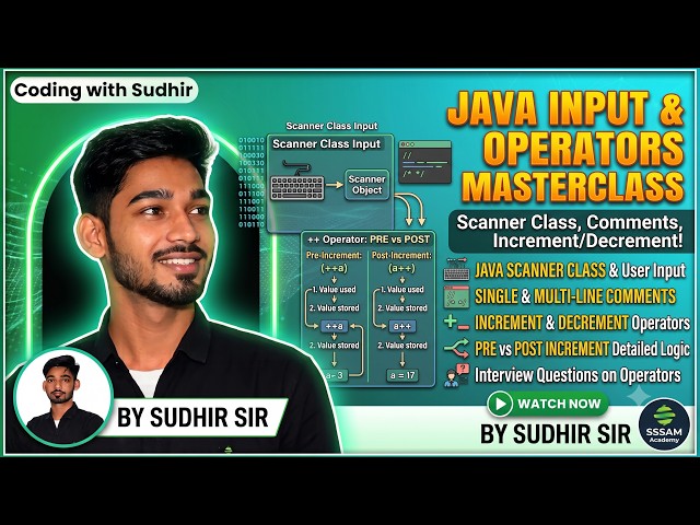 🔥 Java Scanner Class, Comments & Increment Decrement Operators | Pre vs Post Increment