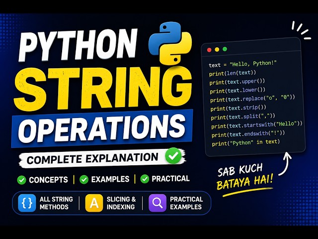 Python String Operations in One Video 🔥 | All String Methods, Slicing & Practice | #ai  #python