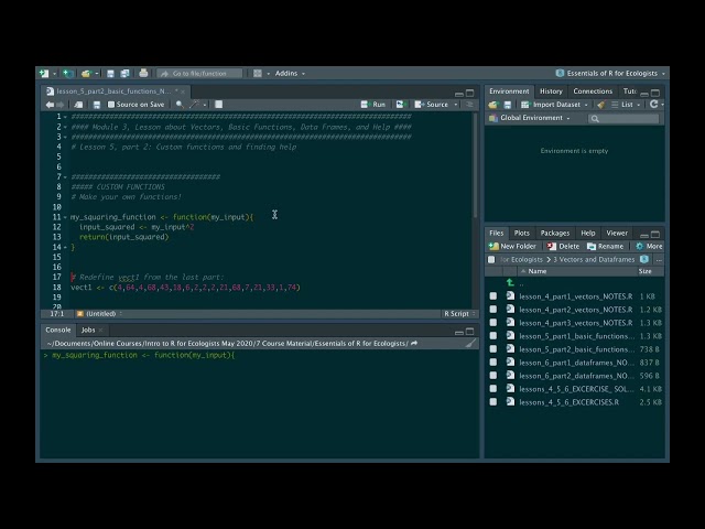 The Basics of R for Ecologists: Lesson 5 Part 2 (Custom functions and getting help)