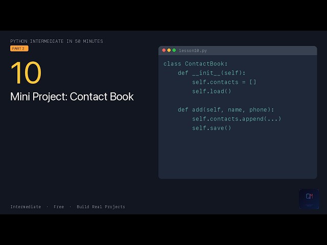 Python Intermediate — Mini Project: Contact Book CLI (Lesson 10)