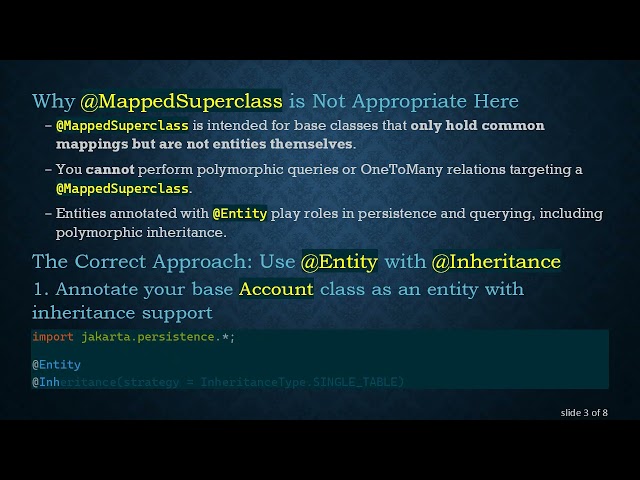 Handling Polymorphic @ OneToMany Relationships with @ MappedSuperclass vs @ Entity in Spring Data J