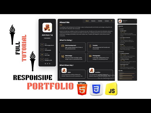 How to Create a Responsive Portfolio Website Using html css Js Full Tutorial Beginners to Advanced