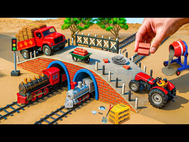 DIY Mini Truck Builds Brick & Metal Railing Overhead Bridge | Fun Construction Science Project