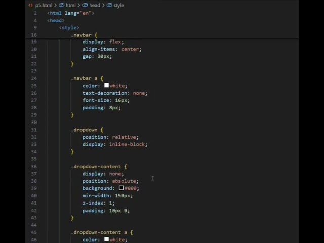 Web page of the drop-down menu (PRACTICUM NO 5 ) [URK25CS6020]