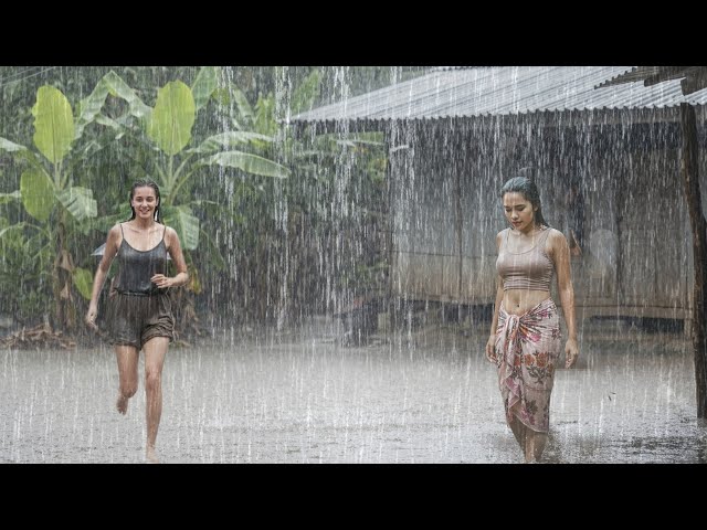 Verry Impressed With the Soothing Heavy Rain in Serene Village | Relieves Insomnia