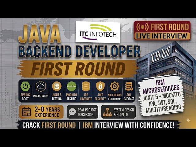 🔥 ITC Infotech | Java Developer Interview | 2-7 YearsExperience | Java 8 |Spring Boot |Microservices