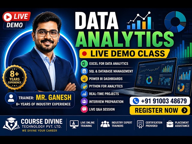 Data Analytics Demo Class Data Analytics Essentials | Mr Ganesh | 8+ Years Experience |Course Divine