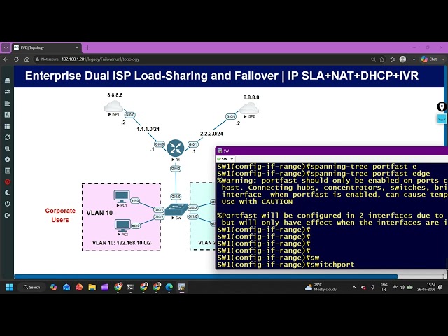 Most Practical Enterprise Networking Lab | Dual ISP, Load-balancing, Failover, IP SLA, NAT, IP CEF