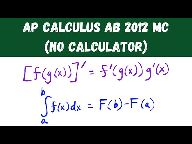 AP Calculus AB 2012 Multiple Choice (no calculator) - Questions 1-28