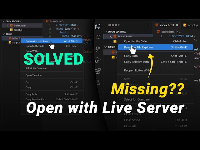VS CODE - Open with Live Server missing in VS Code ???