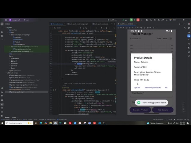 Android SQLite CRUD with Light/ Dark Theme