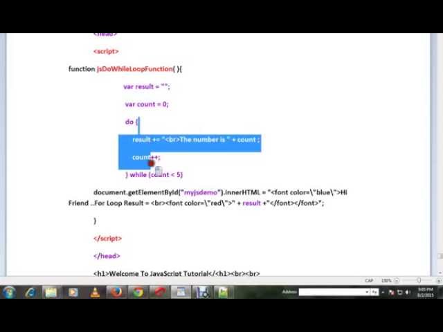 TAMIL DO WHILE LOOP IN JAVASCRIPT DEMO
