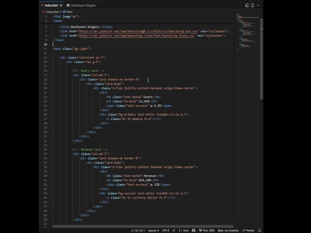 🔥 Bootstrap Dashboard Widgets (Mini Cards UI) #shorts #bootstrap #dashboard #webdesign #coding