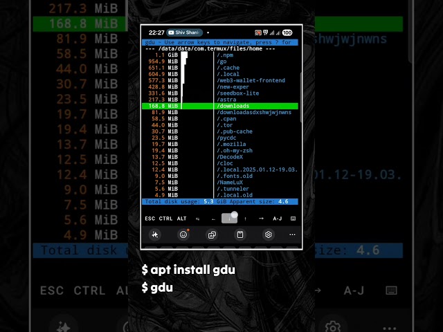 Gdu In Termux 🔥🔥🔥 #termux #shorts