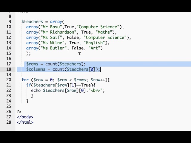 php 2D array conditional statement