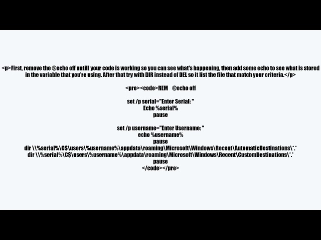 Batch file to delete files from users on network