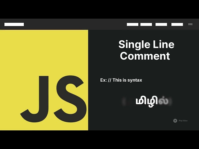 Javascript single line comment tamil | Intro Video