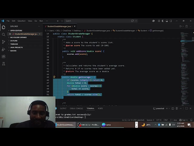 Student Grade Manager - Java Console App Demo | CSE 310 Module 2
