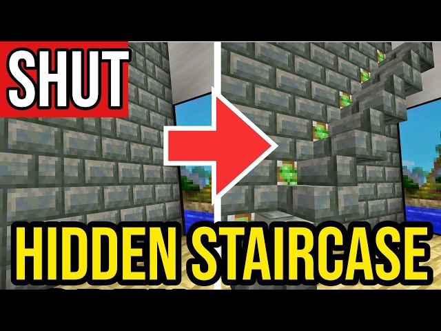 How To Make A HIDDEN STAIRCASE In Minecraft! | Secret Stairs Tutorial! Bedrock & Java!