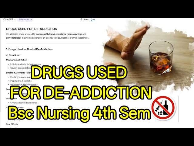 DRUGS USED FOR DE-ADDICTION Pharmacology #nursingeducation 