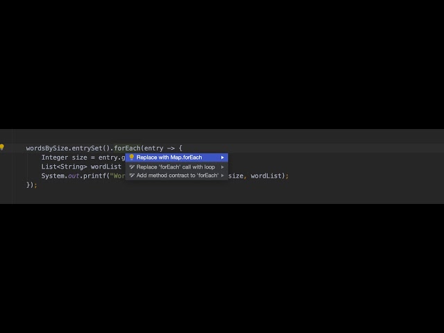 IntelliJ IDEA Tips & Tricks #6: Replace verbose forEach on map entrySet with Map.forEach
