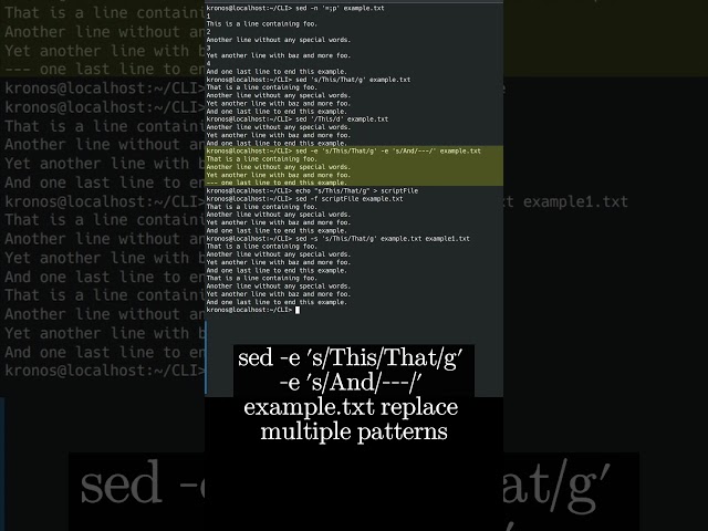 🐧 Linux CLI 46c 🐧 sed examples 🐧 #linux #shell #cli #konsole #ubuntu #fedora #opensuse