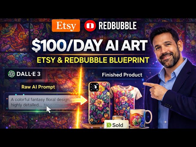 DALL-E 3 AI Art for Print on Demand: Make Money on Etsy & Redbubble (Full Masterclass)