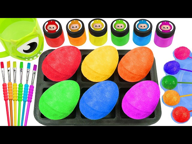 Satisfying Video DIY How To Make Rainbow Super Giant Glitter Eggs Suprisr Lollipop SPRUNKI Cand ASMR
