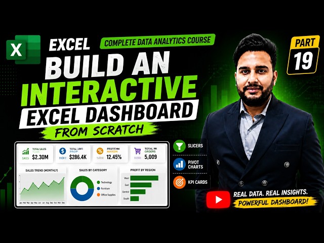 Build an Interactive Excel Dashboard from Scratch | Data Analytics | Complete Guide | Part 19