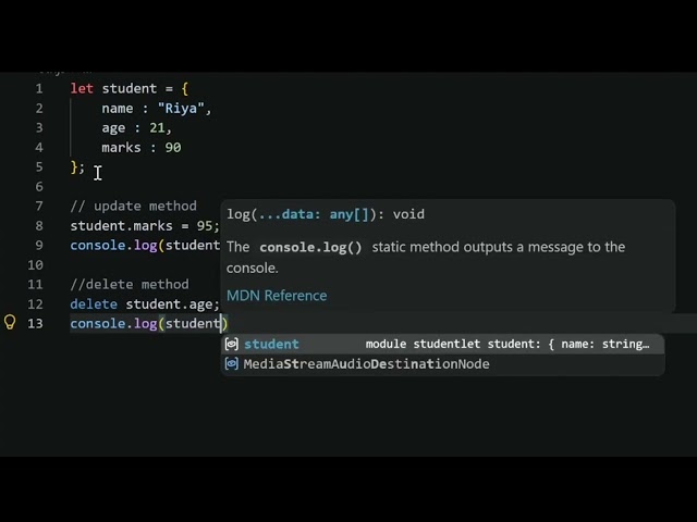 Update or Delete methods of Object in JavaScript 