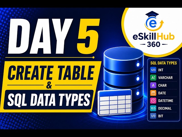 Day 5 | CREATE TABLE & SQL Data Types | SQL Full Course for Beginners