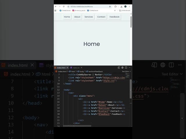 Smooth Scroll Navbar using HTML CSS 🔥 #shorts