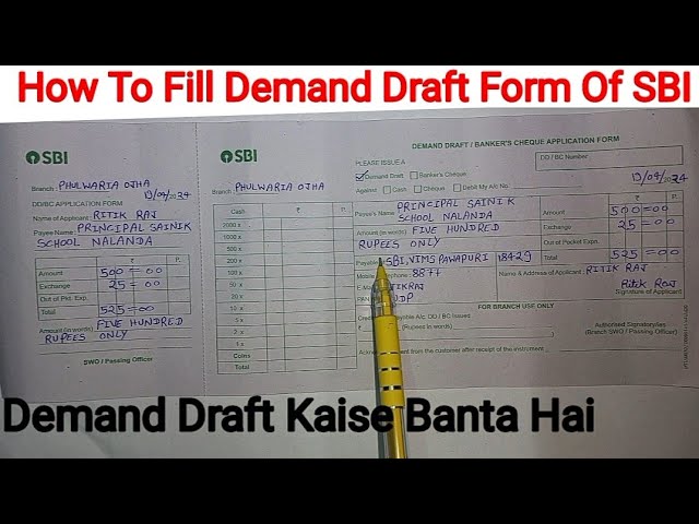 How to fill SBI demand draft form?