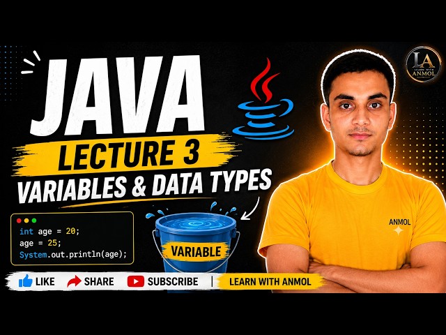 Java Lecture 3 | Variables & Data Types in Java | Java Tutorial for Beginners | Hindi