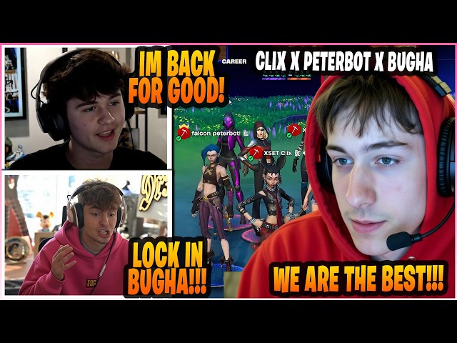 PETERBOT, BUGHA & CLIX REUNITE & CHALLENGE Zone Wars Pros to a 4v4 WAGER! (Fortnite Moments)