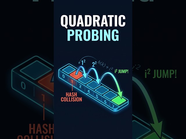 Quadratic Probing in Hashing Explained 🔥 | Example & Collision Resolution | DSA #Shorts