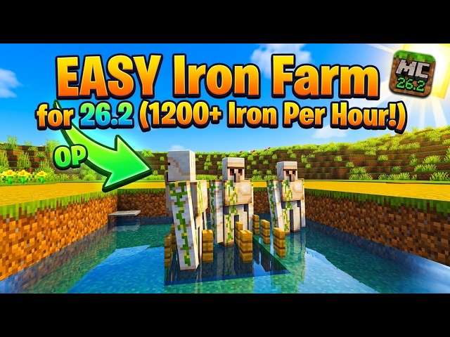 EASY Iron Farm Tutorial for Minecraft 1.26.2 (1200+ Iron Per Hour!)