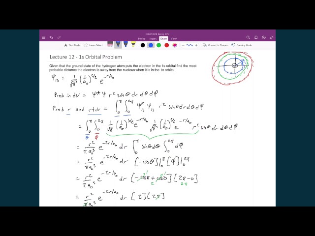 Lecture 12 (4 of 7) - 1s Most Probable Radius
