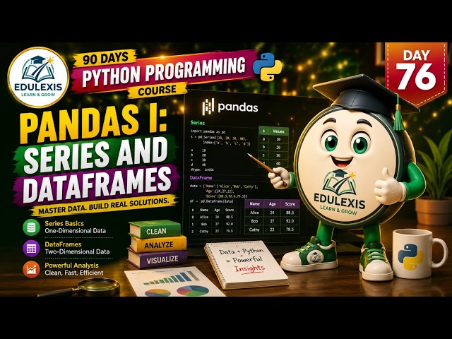 Day 76: Pandas Series & DataFrames 🐼 | Python Data Analysis | Edulexis