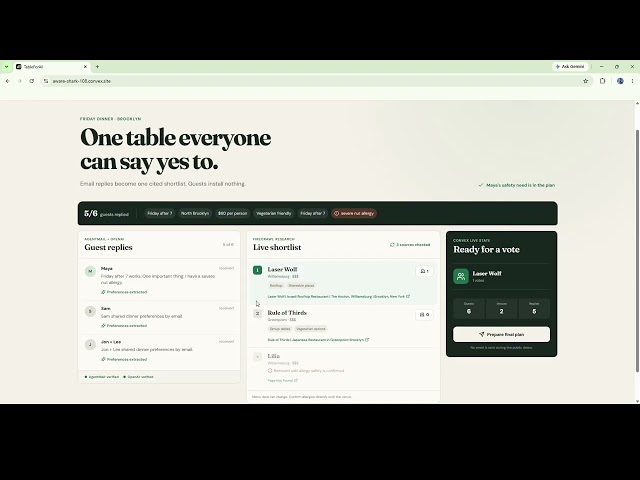 TableForAll - Convex All Gas Hackathon