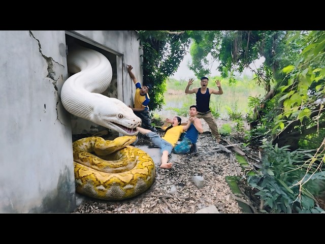 Brave Expert Confronts Two Giant Pythons in Abandoned House to Rescue Girl
