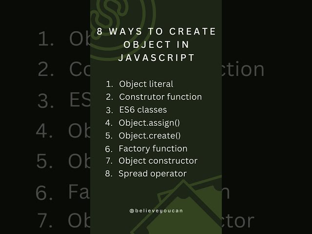 How many ways to create object in JS. Learn it in 1min. #javascriptinterview #shorts
