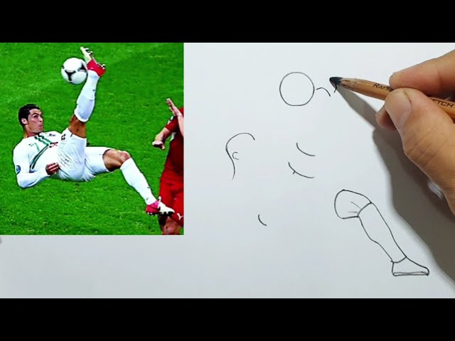 Easy Drawing Ronaldo Bicycle Kick // Step By Step Drawing Cr7 Tutorial