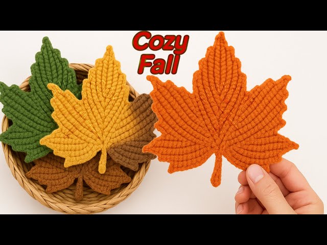 Crochet a Cozy Maple Leaf 🍁 | Step-by-Step Relaxing Tutorial for Fall Vibes