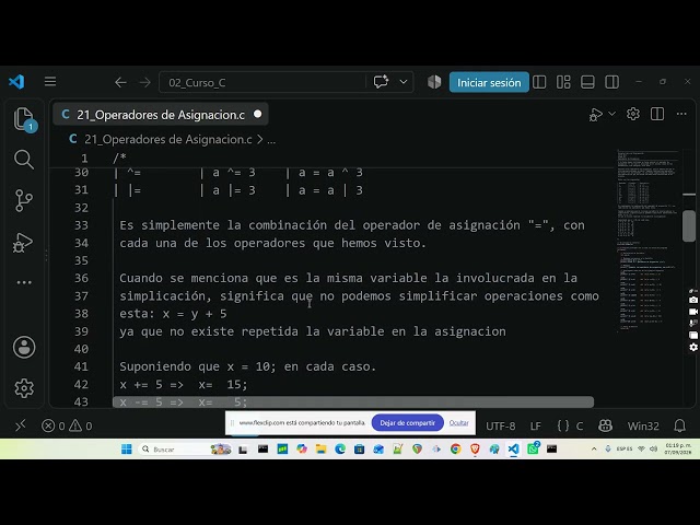 Curso de C Clase 21 Operadores de Asignación | Escuela Libre de Programación
