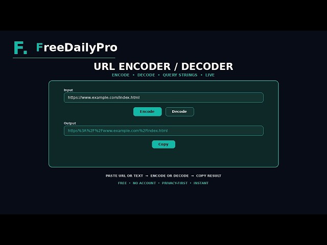 How to Encode Decode URL Free Online Query Strings | FreeDailyPro.com